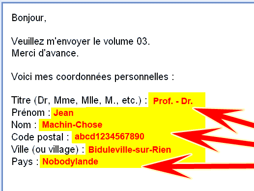 Vos coordonn�es